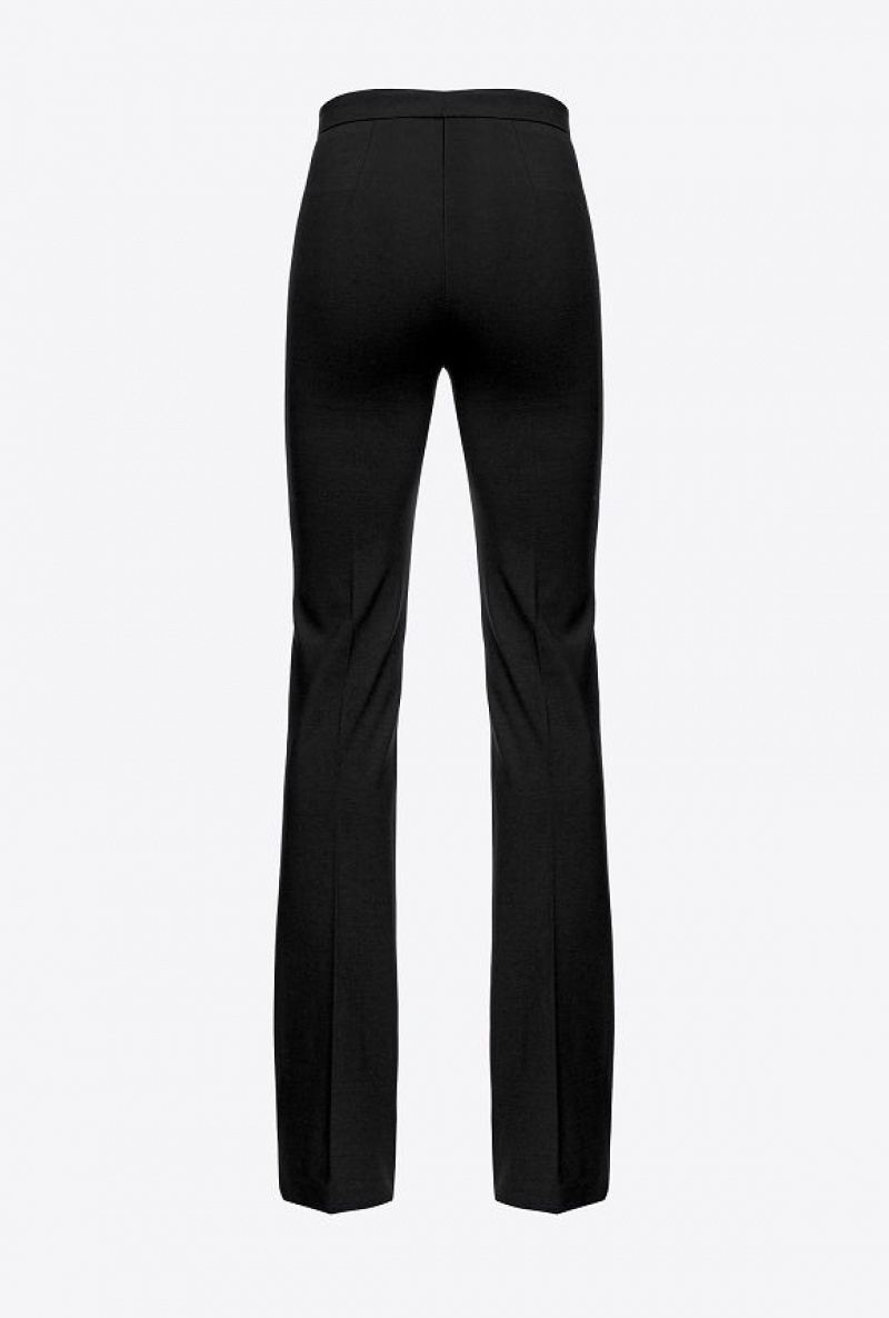 Pinko Flared Flowing Neoprene Trousers LIMO BLACK | SN-PKO33769