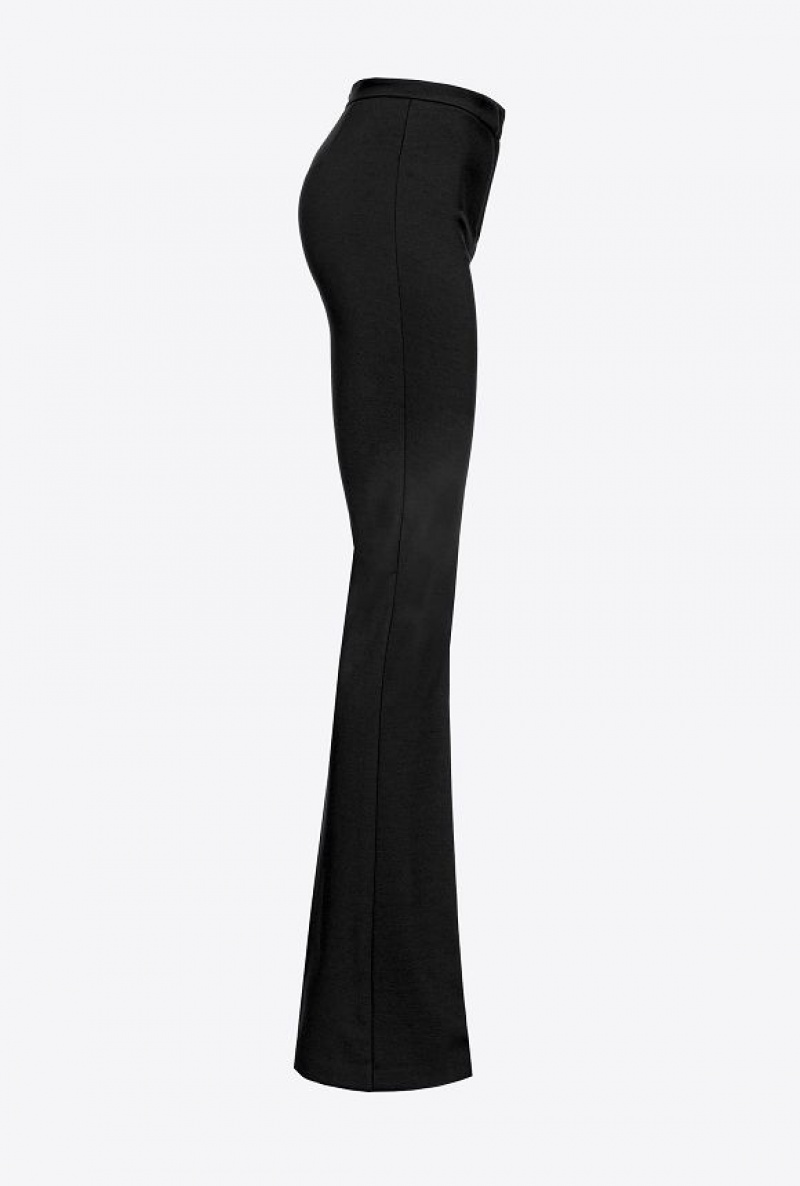 Pinko Flared Flowing Neoprene Trousers LIMO BLACK | SN-PKO33884