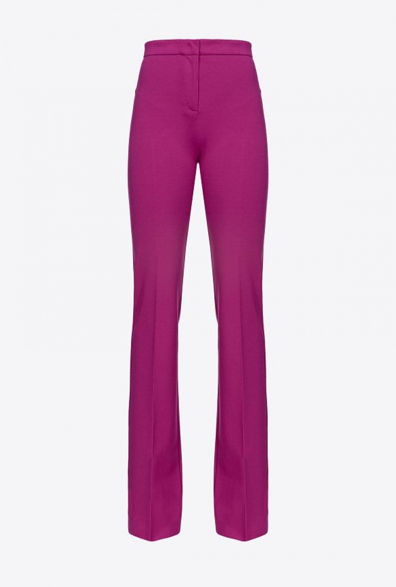 Pinko Flared Full Milano Trousers BOUGAINVILLEA PURPLE | SN-PKO33779