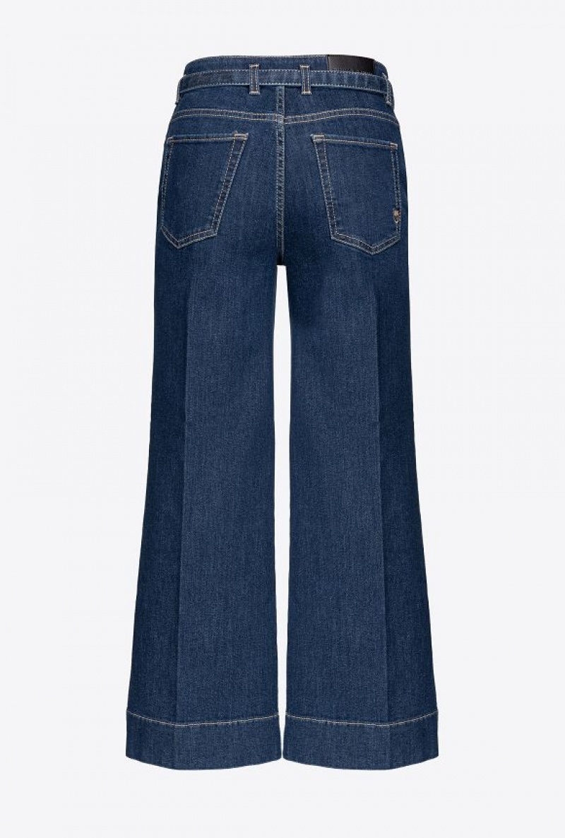 Pinko Flared Jeans With Belt DARK MID WASH | SN-PKO34002