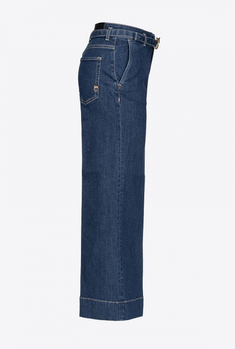 Pinko Flared Jeans With Belt DARK MID WASH | SN-PKO34002