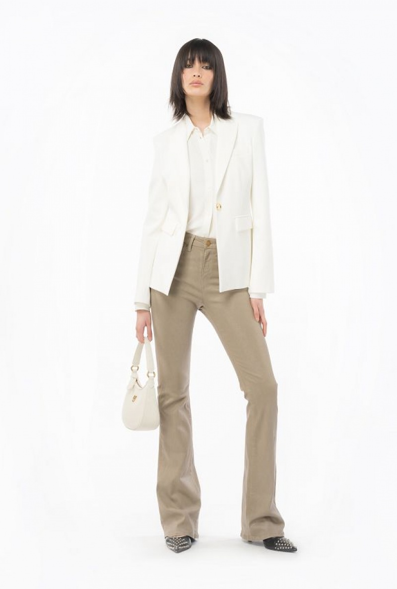 Pinko Flared Leather-look Drill Jeans BEIGE - SAND DUNE | SN-PKO34013