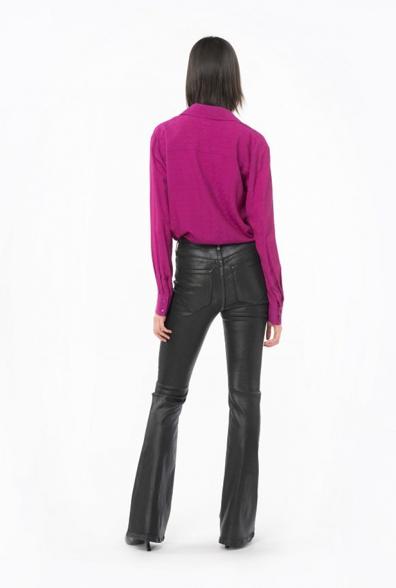 Pinko Flared Leather-look Drill Jeans LIMO BLACK | SN-PKO34025