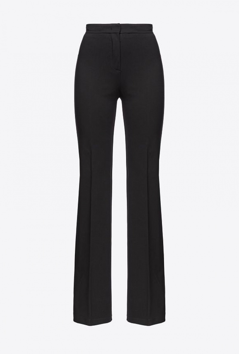 Pinko Flared Stretch Technical Trousers LIMO BLACK | SN-PKO33679