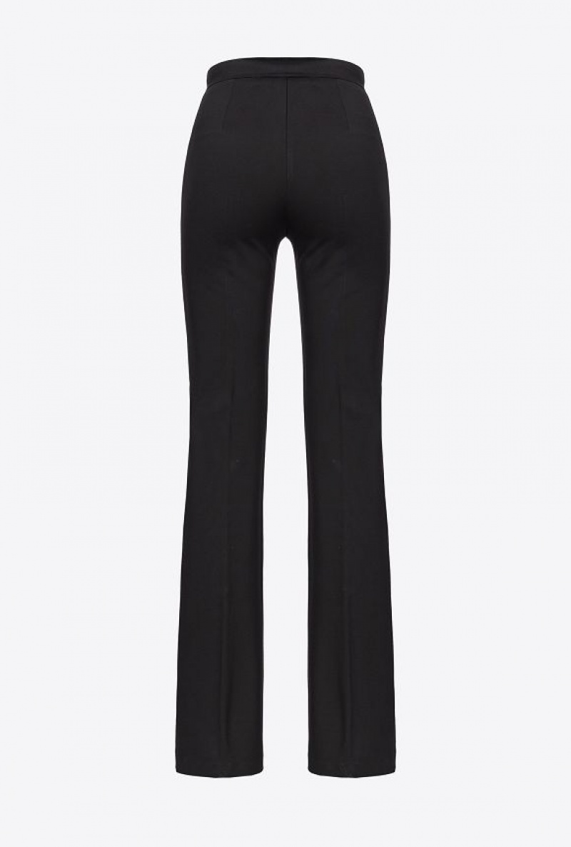 Pinko Flared Stretch Technical Trousers LIMO BLACK | SN-PKO33679