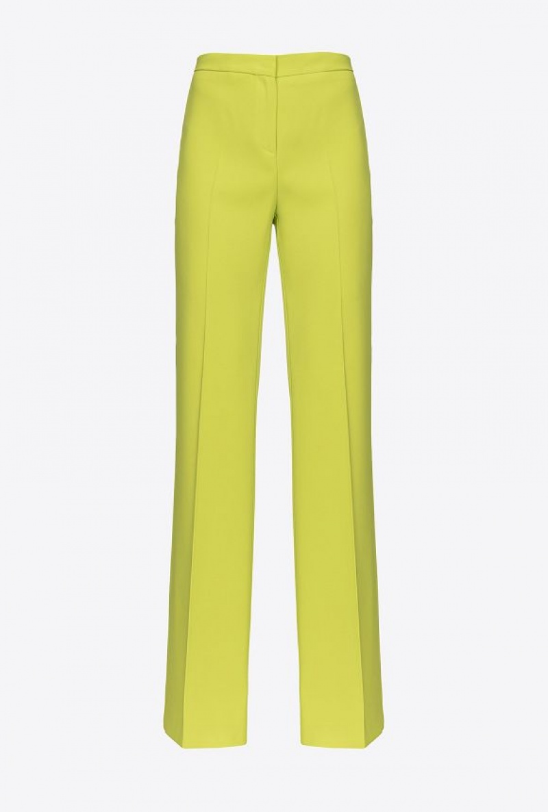 Pinko Flared Stretch Trousers LIME YELLOW | SN-PKO33710