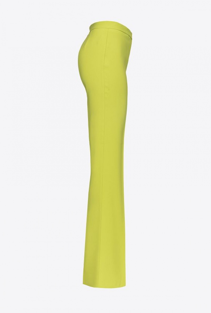 Pinko Flared Stretch Trousers LIME YELLOW | SN-PKO33946