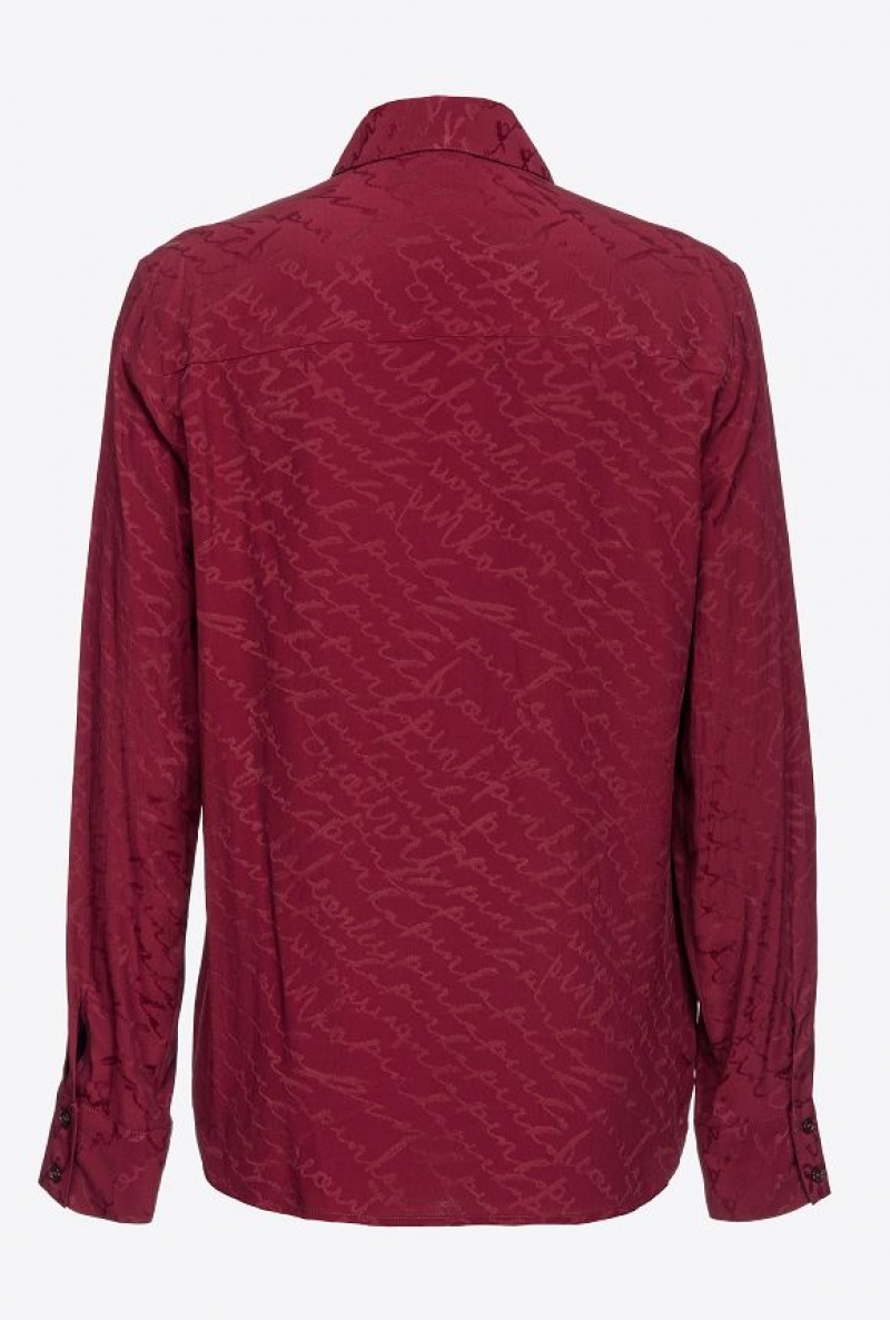 Pinko Flowing Jacquard Logo Shirt BURGUNDY-PORT ROYALE | SN-PKO33144