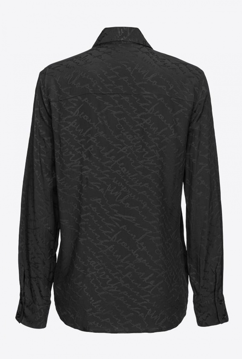 Pinko Flowing Jacquard Logo Shirt LIMO BLACK | SN-PKO33139