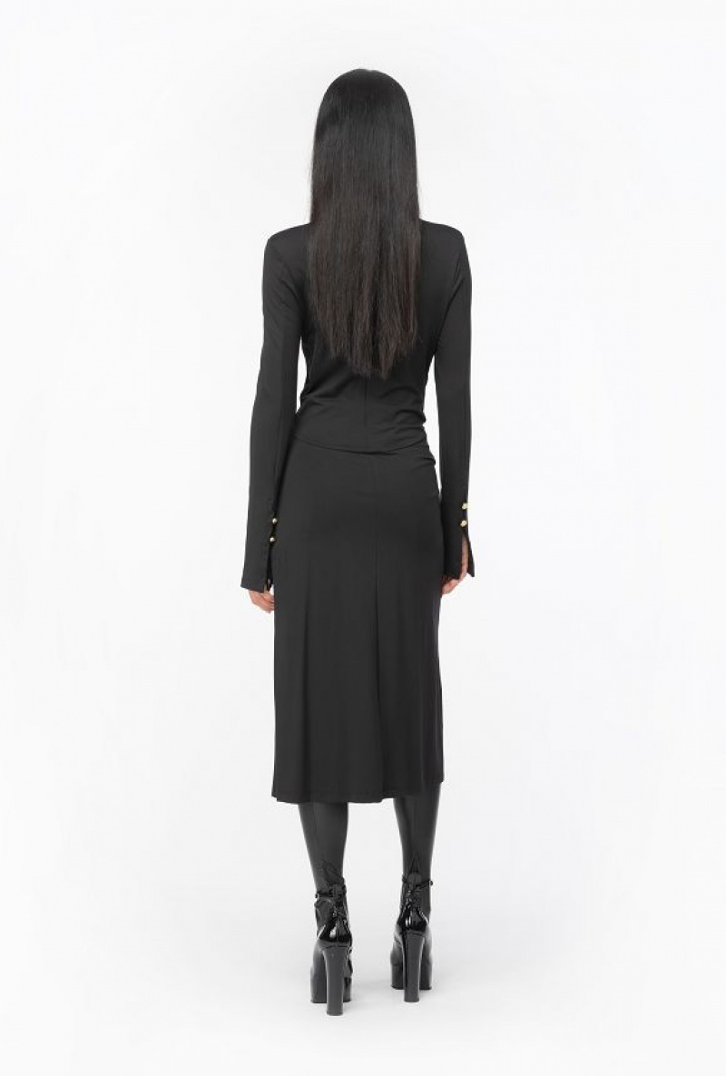 Pinko Flowing Jersey Midi Dress LIMO BLACK | SN-PKO33115