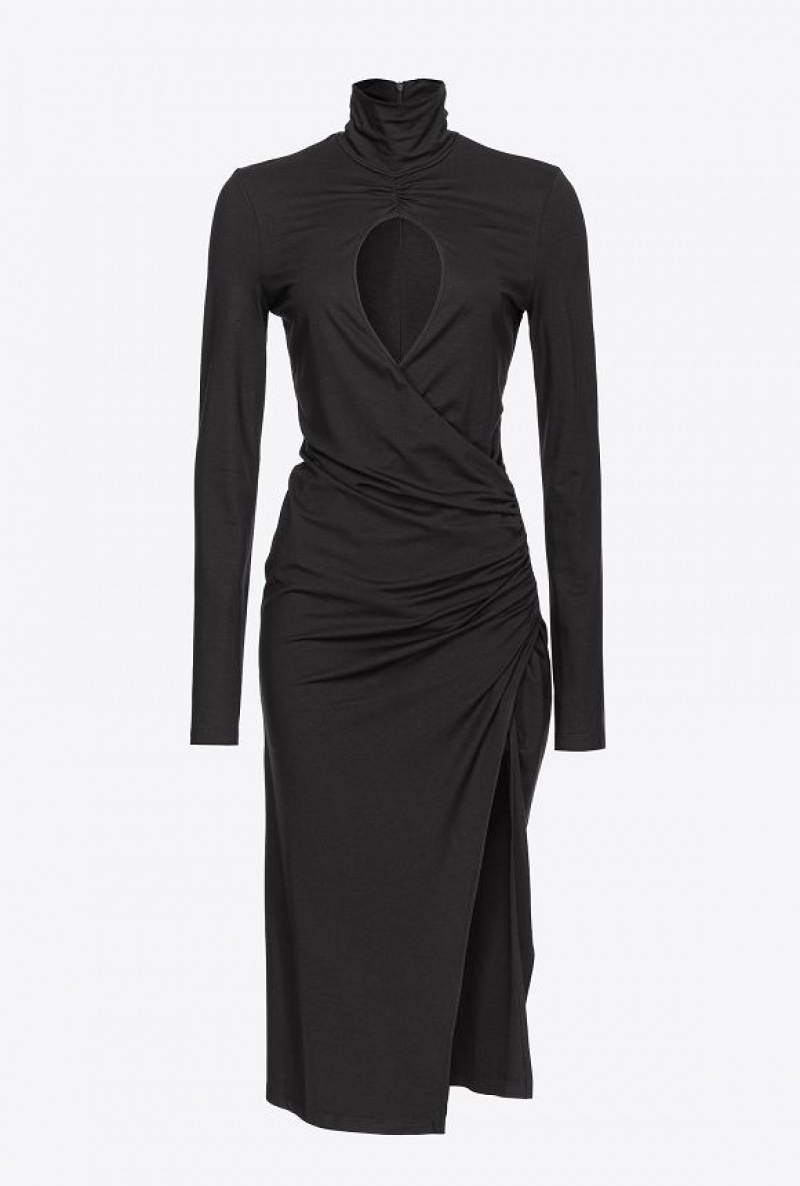 Pinko Flowing Jersey Midi Dress LIMO BLACK | SN-PKO33115