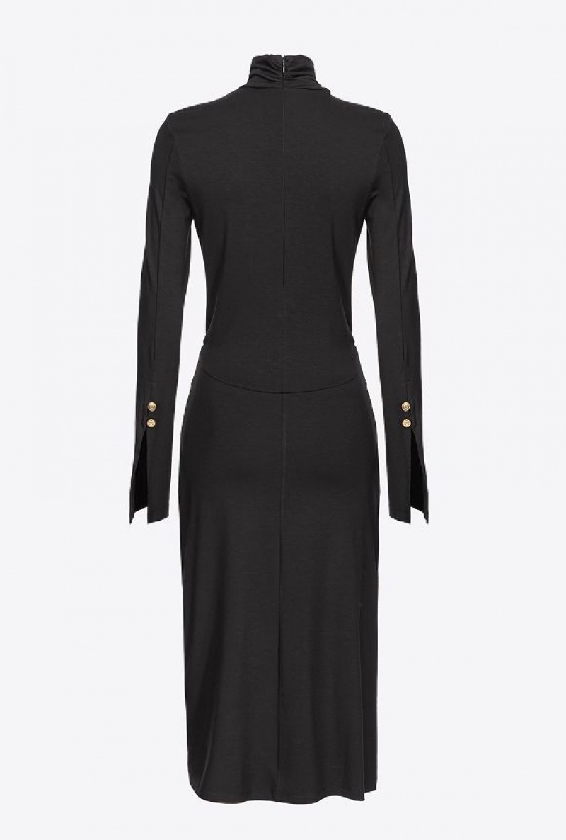 Pinko Flowing Jersey Midi Dress LIMO BLACK | SN-PKO33115