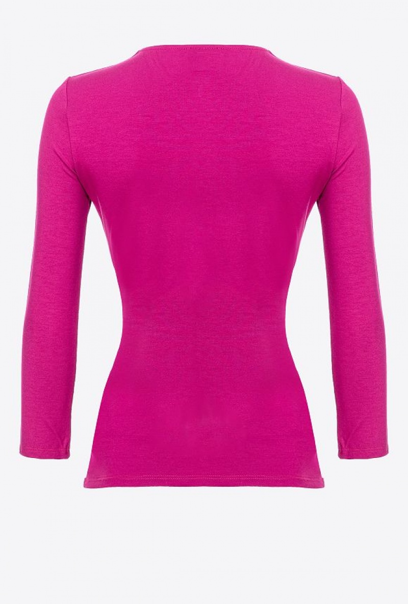 Pinko Flowing Jersey Sweater With Golden Buttons BOUGAINVILLEA PURPLE | SN-PKO33373