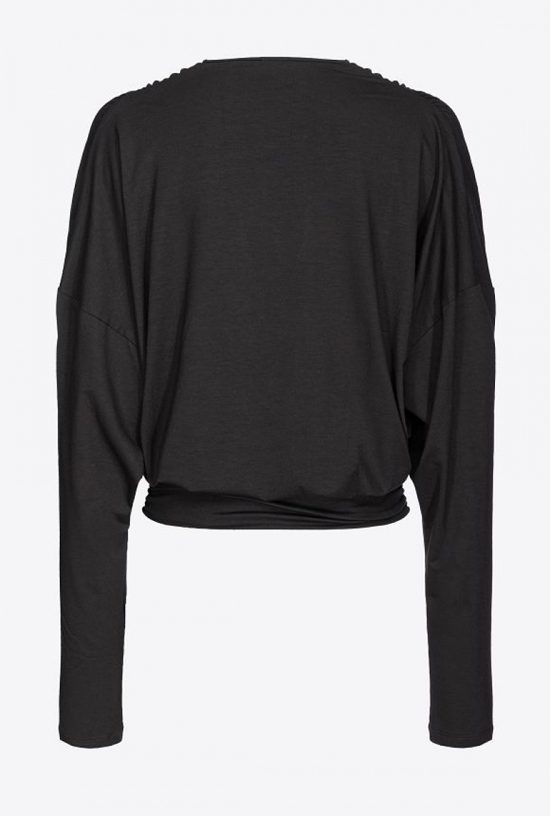 Pinko Flowing Sweater With Metal Button LIMO BLACK | SN-PKO33374