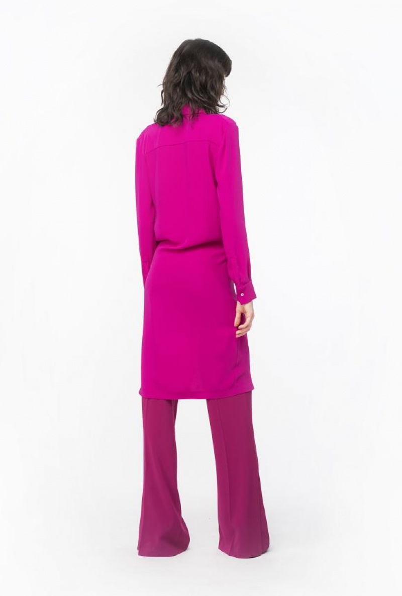 Pinko Flowing Twill Wrap Dress BOUGAINVILLEA PURPLE | SN-PKO33071