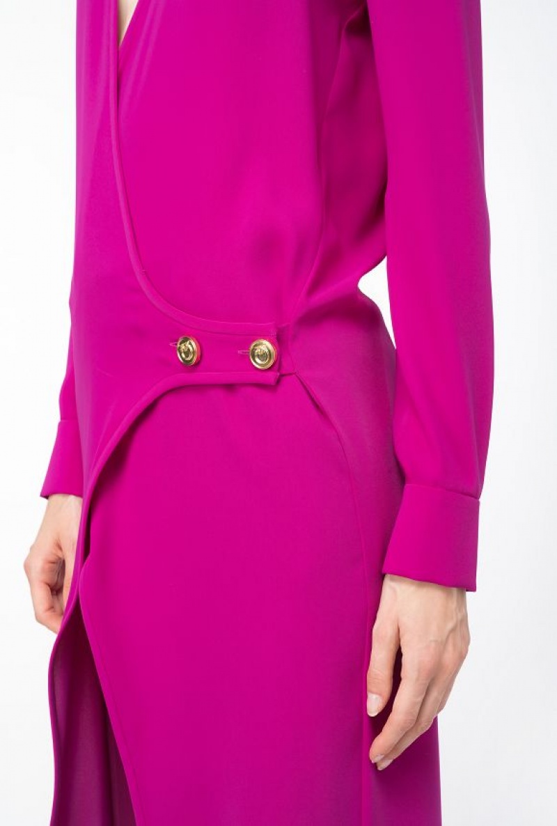 Pinko Flowing Twill Wrap Dress BOUGAINVILLEA PURPLE | SN-PKO33071