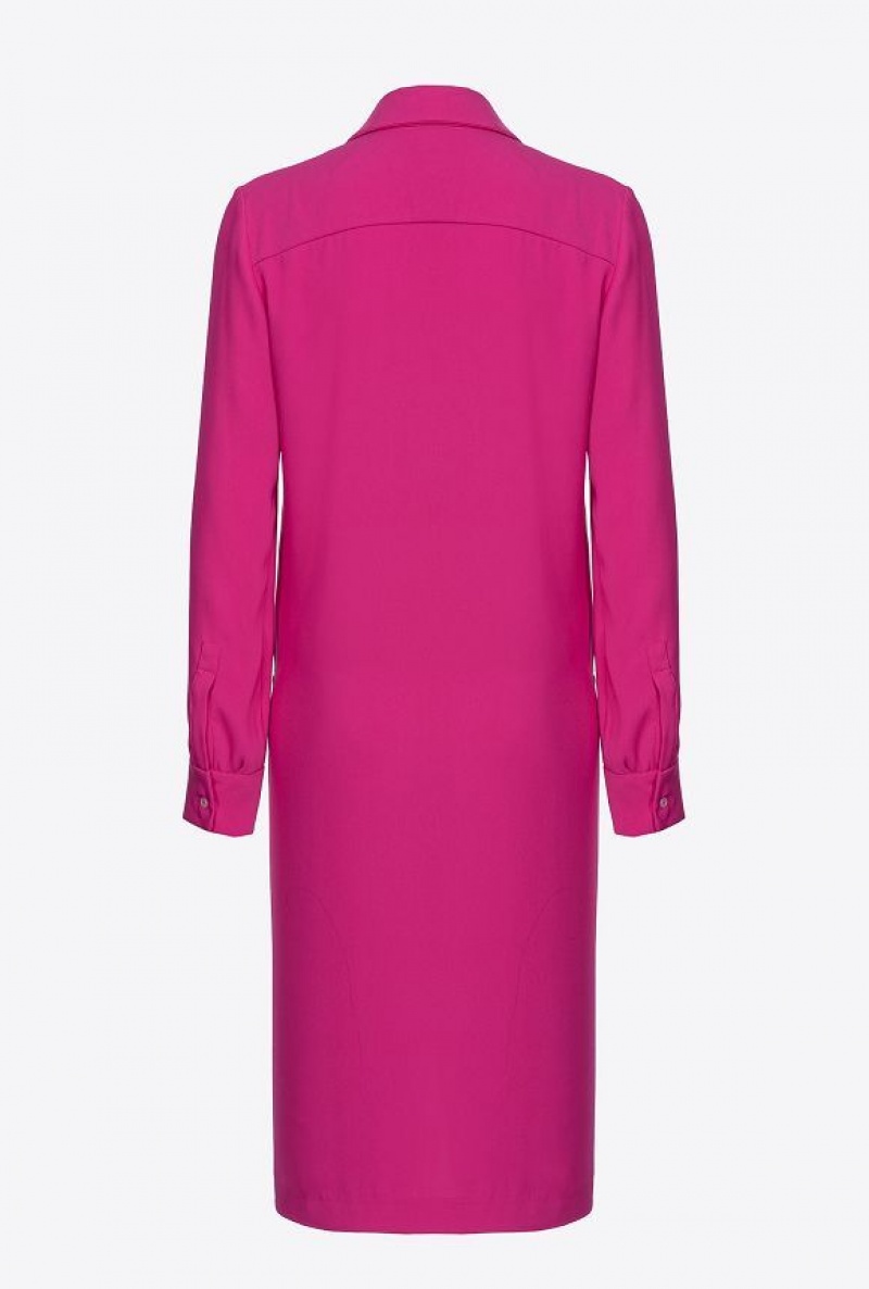 Pinko Flowing Twill Wrap Dress BOUGAINVILLEA PURPLE | SN-PKO33071