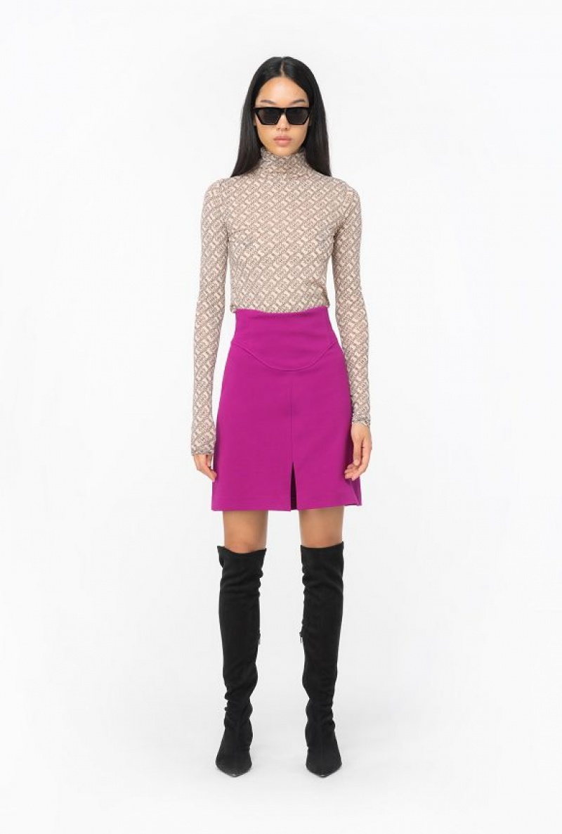 Pinko Full Milano Mini Skirt BOUGAINVILLEA PURPLE | SN-PKO33920