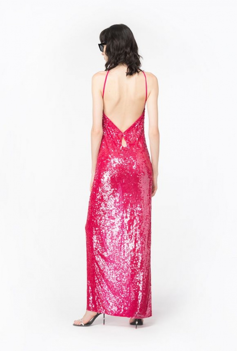 Pinko Fully Sequinned Dress With Ruching BEETROOT | SN-PKO33094