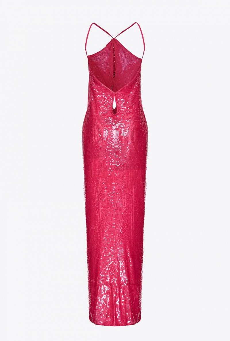 Pinko Fully Sequinned Dress With Ruching BEETROOT | SN-PKO33094