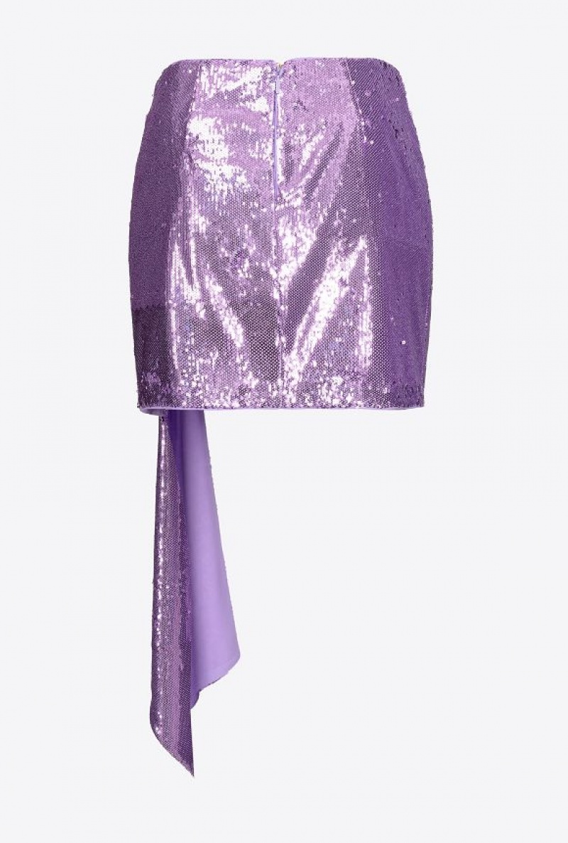 Pinko Fully Sequinned Mini Skirt LISIANTHUS LILAC | SN-PKO33861