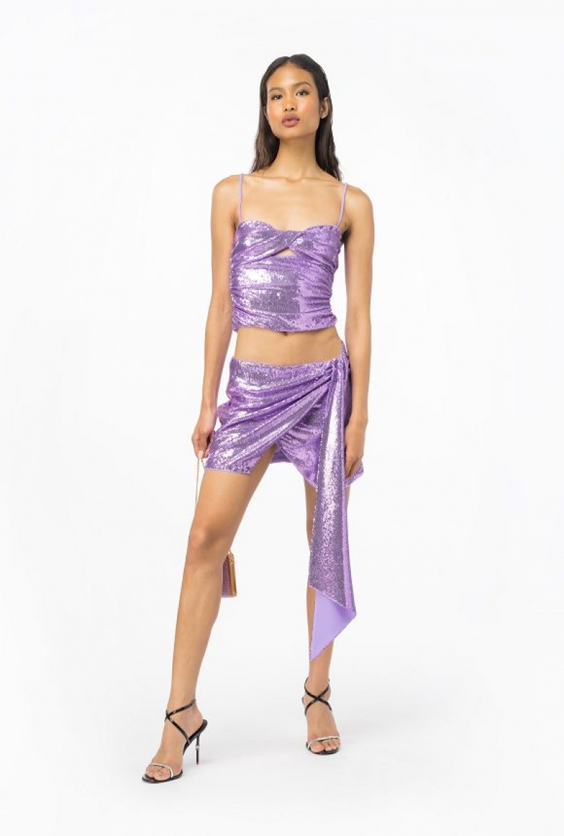 Pinko Fully Sequinned Top LISIANTHUS LILAC | SN-PKO33862