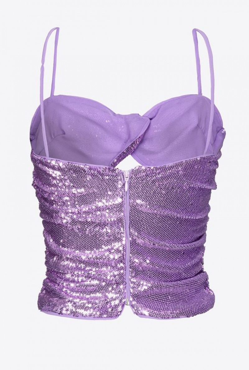 Pinko Fully Sequinned Top LISIANTHUS LILAC | SN-PKO33862