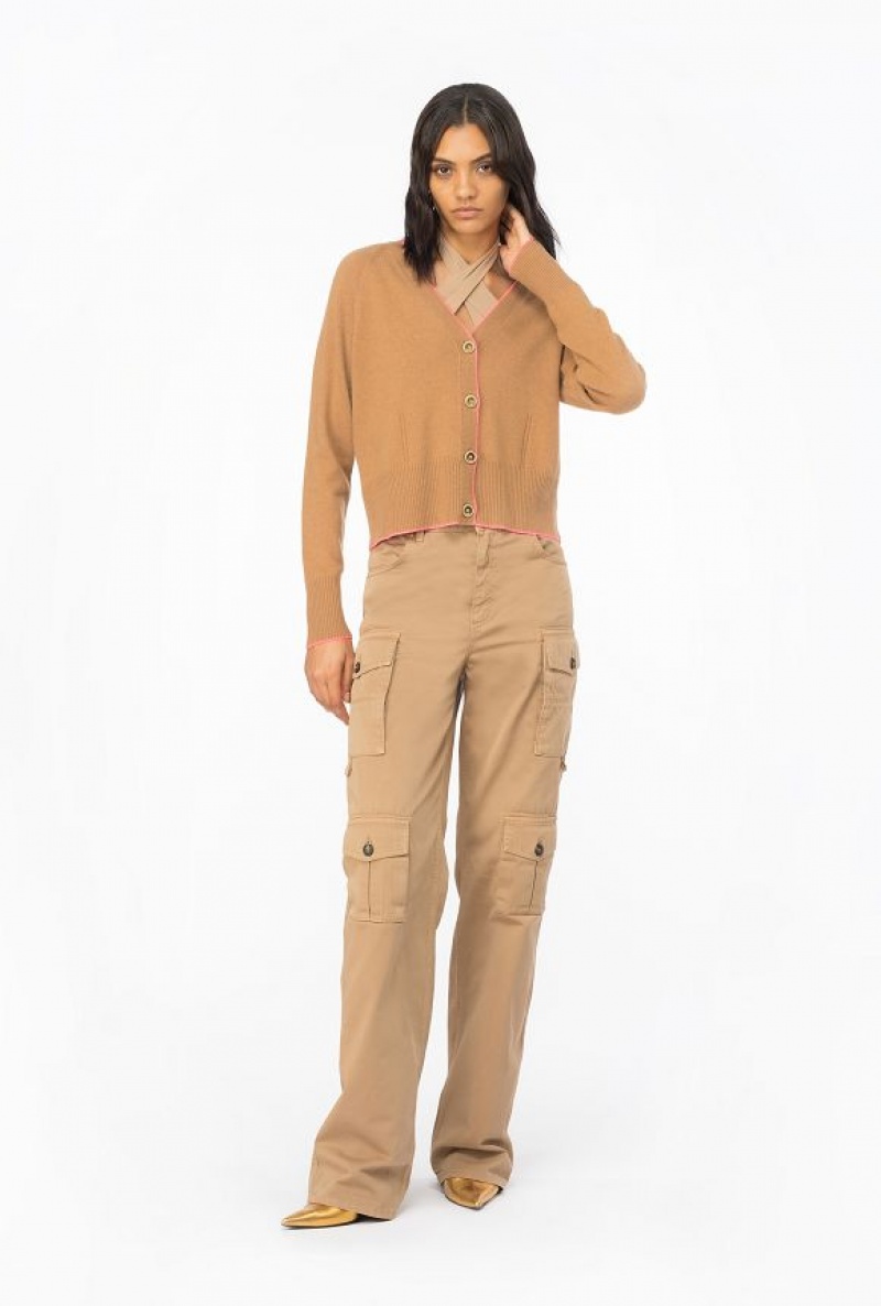 Pinko Gabardine Cargo Trousers MOCHA CAMEL | SN-PKO33757