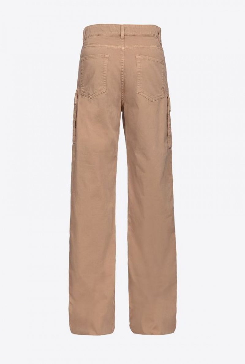 Pinko Gabardine Cargo Trousers MOCHA CAMEL | SN-PKO33757