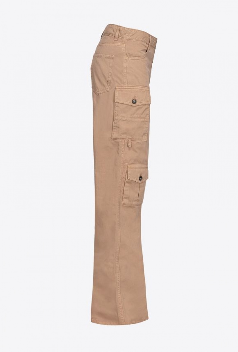 Pinko Gabardine Cargo Trousers MOCHA CAMEL | SN-PKO33757