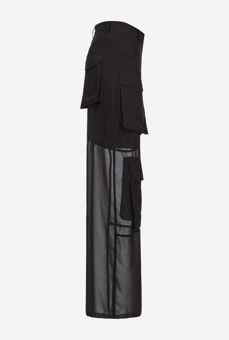 Pinko Georgette Cargo Trousers LIMO BLACK | SN-PKO33682