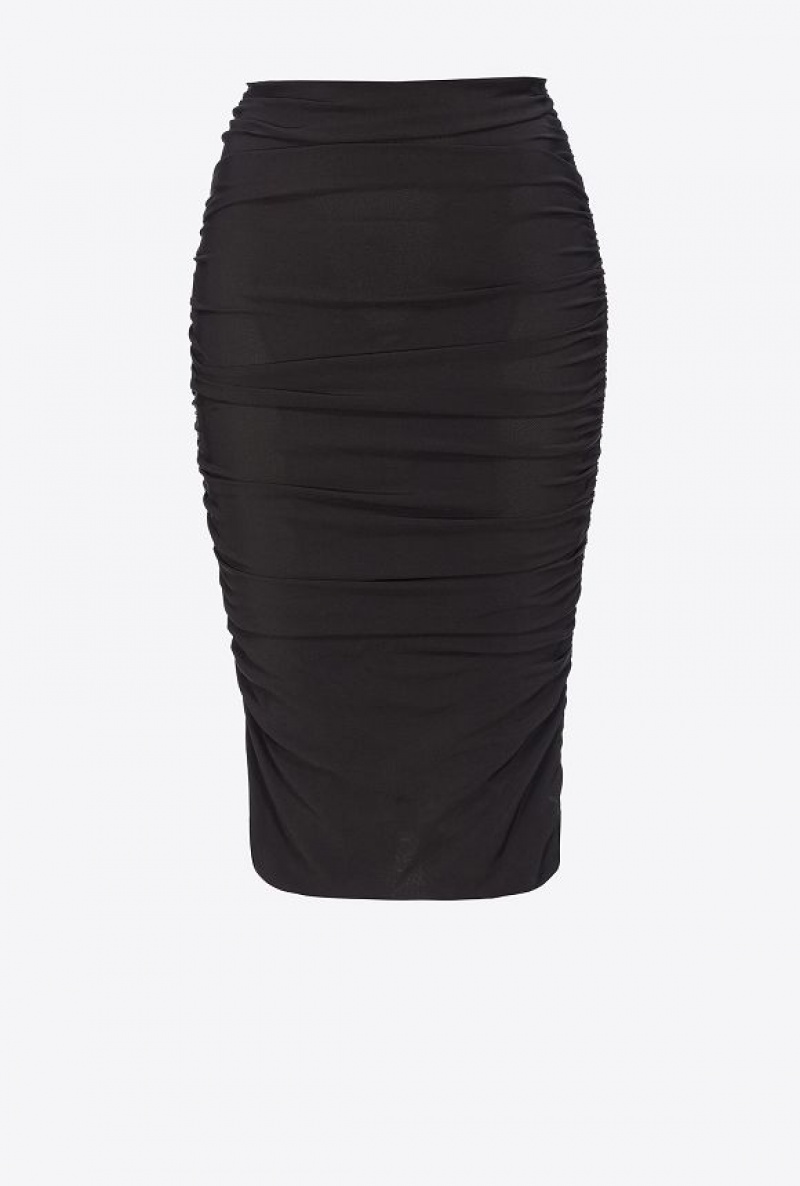 Pinko Georgette Midi Skirt LIMO BLACK | SN-PKO33936