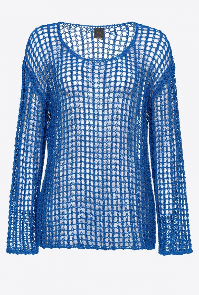 Pinko Glossy-thread Mesh Sweater TRUE BLUE | SN-PKO33400