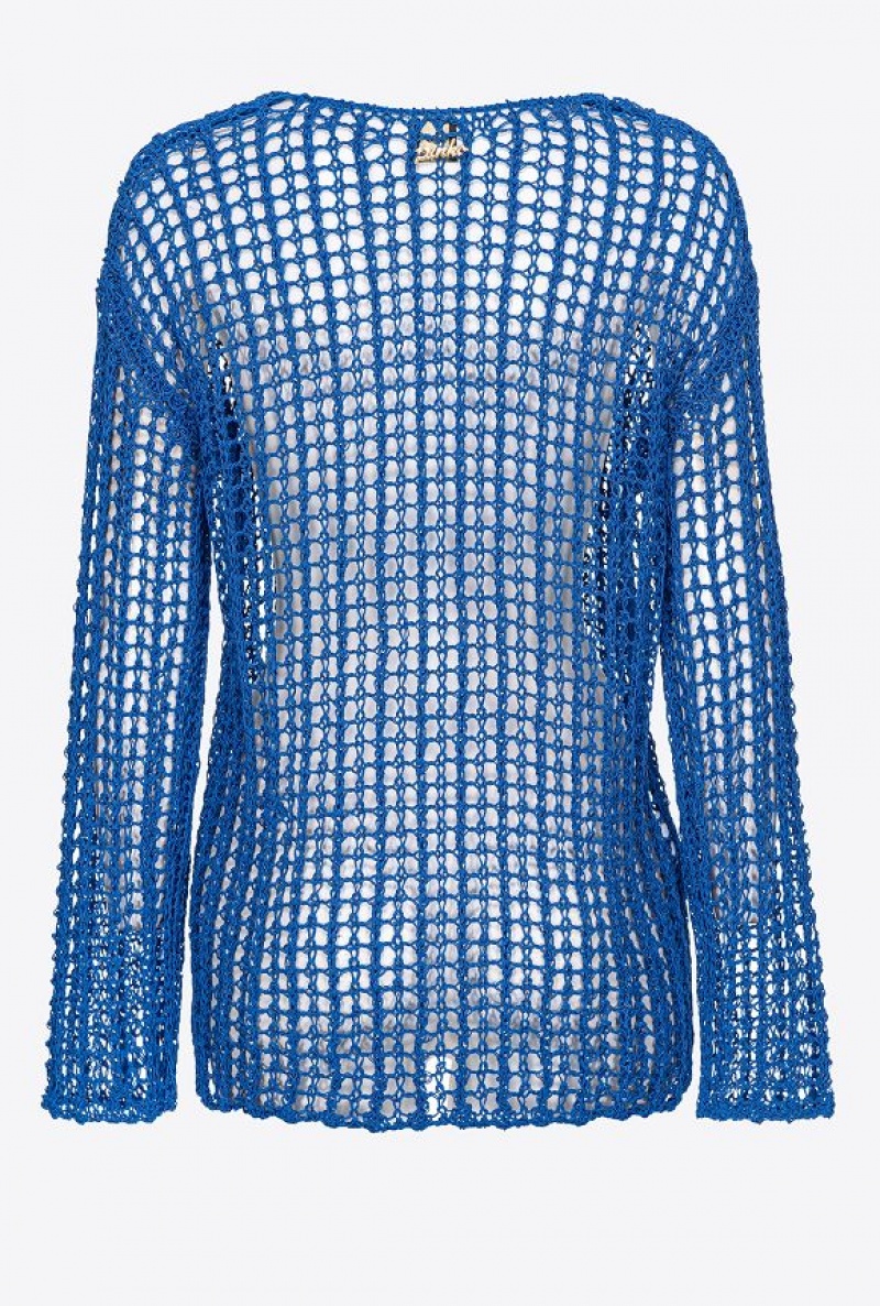 Pinko Glossy-thread Mesh Sweater TRUE BLUE | SN-PKO33400