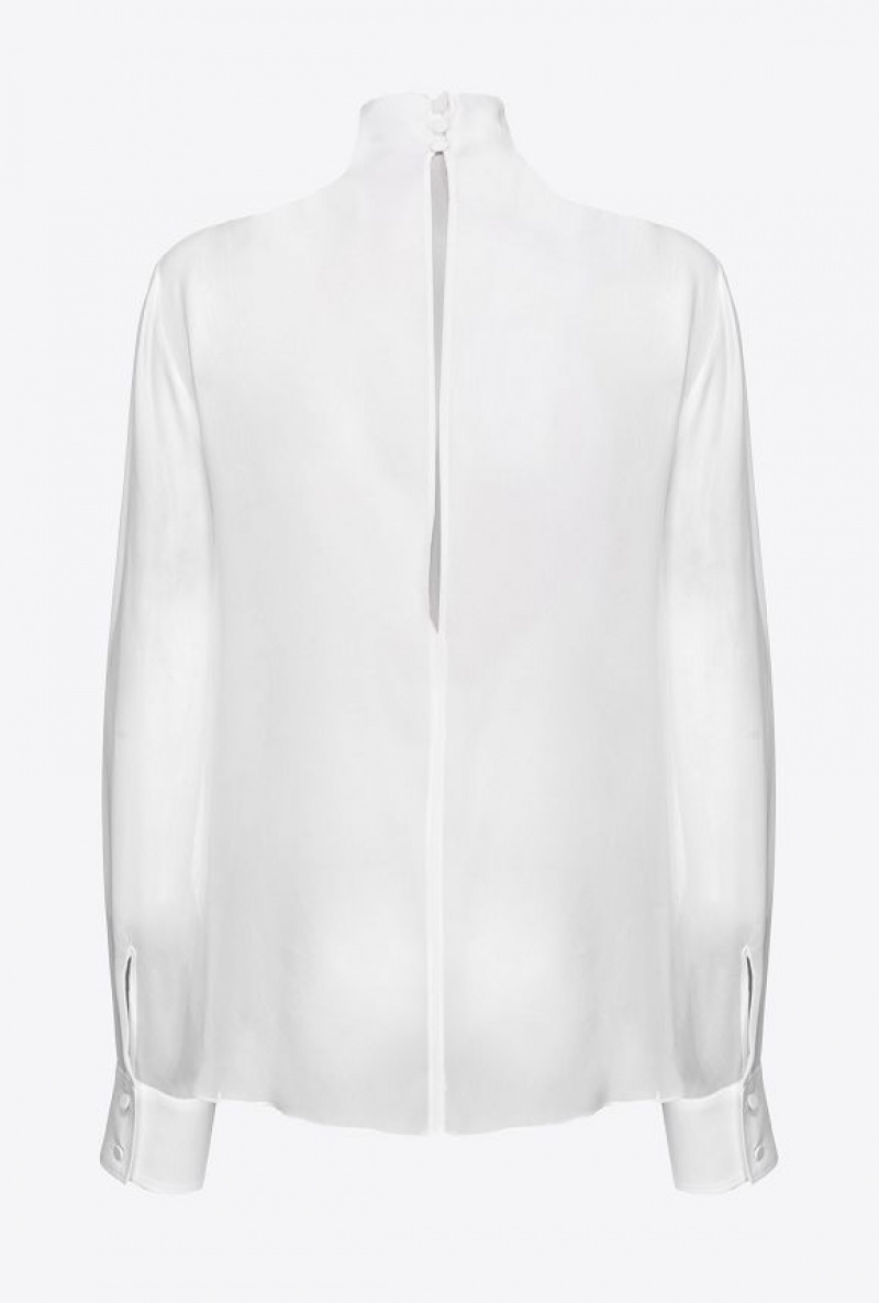 Pinko High-neck Georgette Blouse OFF-WHITE | SN-PKO33192