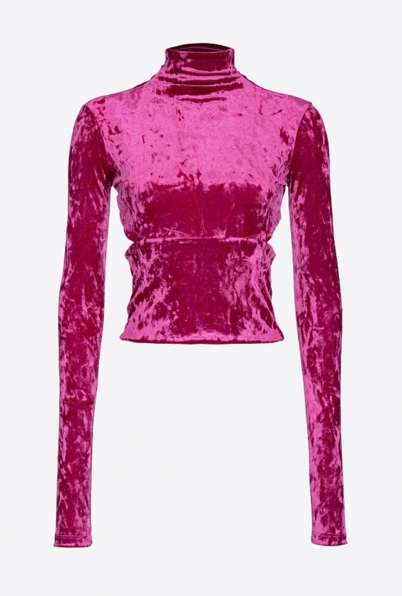 Pinko High-neck Velvet Sweater BOUGAINVILLEA PURPLE | SN-PKO33498