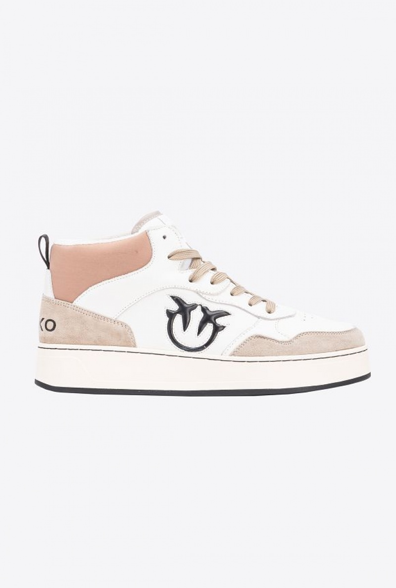 Pinko High-top Basketball Sneakers With Logo OFF WHITE/BEIGE | SN-PKO34117