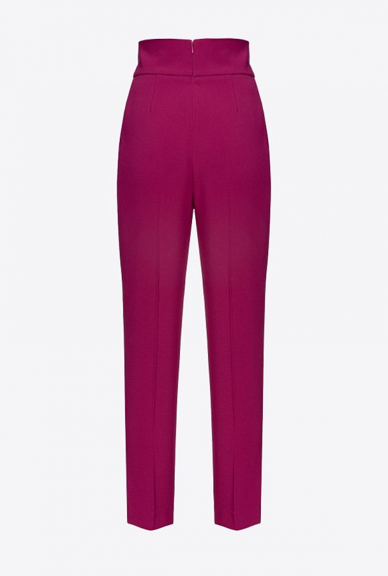 Pinko High-waisted Stretch CrêPe Trousers BOUGAINVILLEA PURPLE | SN-PKO33714