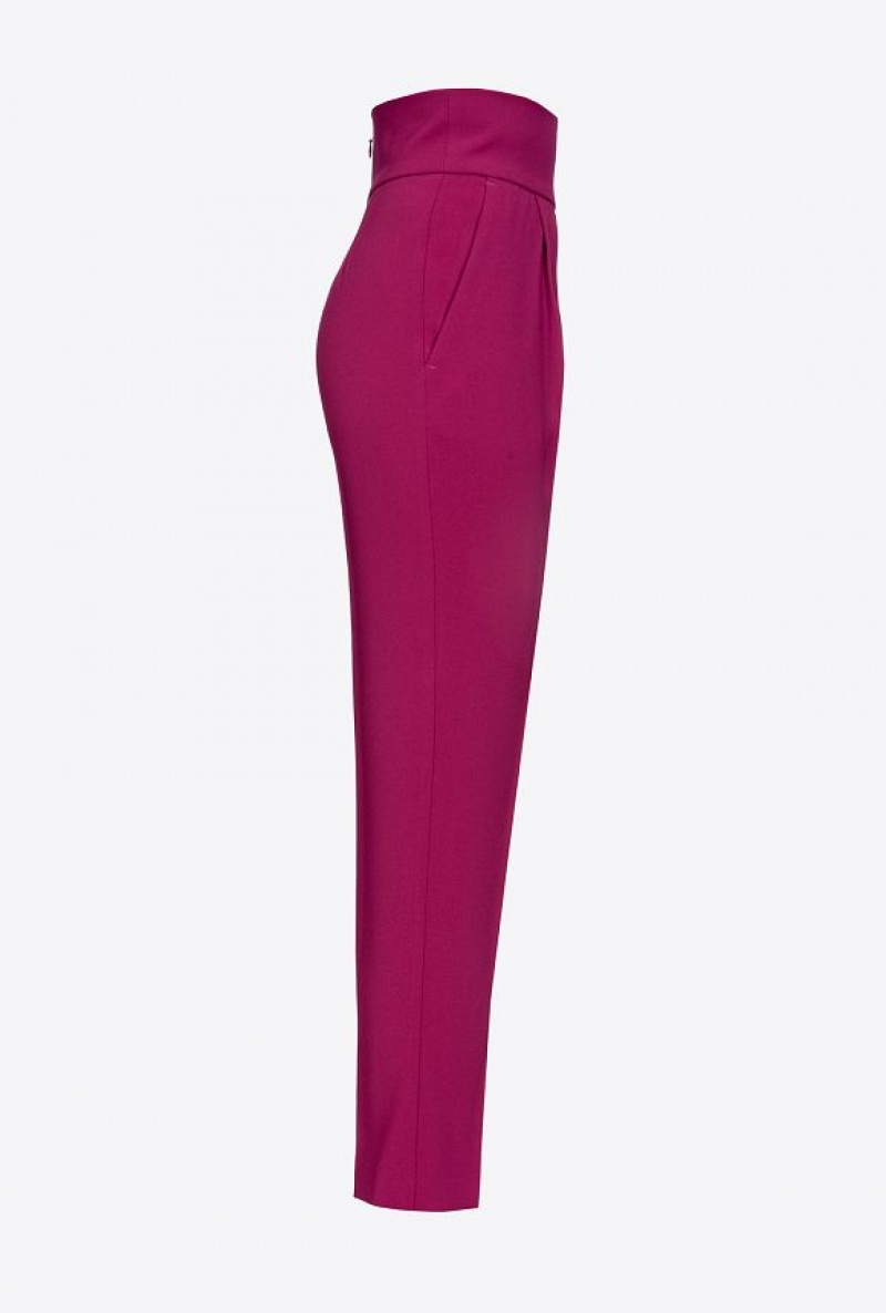 Pinko High-waisted Stretch CrêPe Trousers BOUGAINVILLEA PURPLE | SN-PKO33714