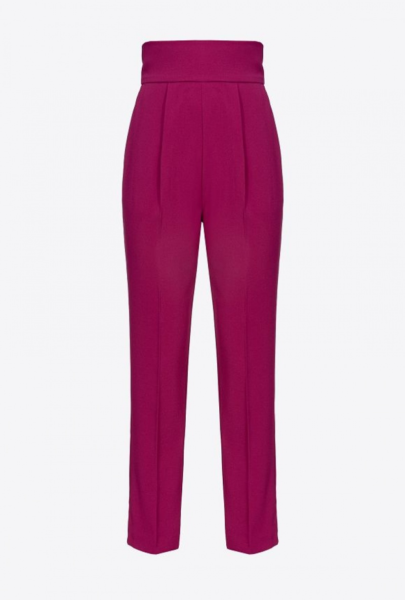 Pinko High-waisted Stretch CrêPe Trousers BOUGAINVILLEA PURPLE | SN-PKO33914