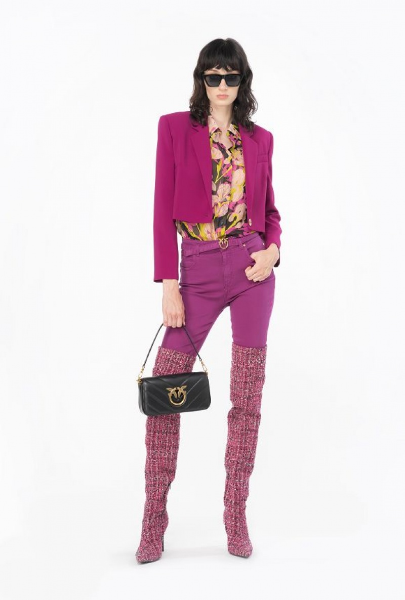 Pinko Iris-print Shirt MULTICOLOUR - BLACK/FUCHSIA | SN-PKO33176