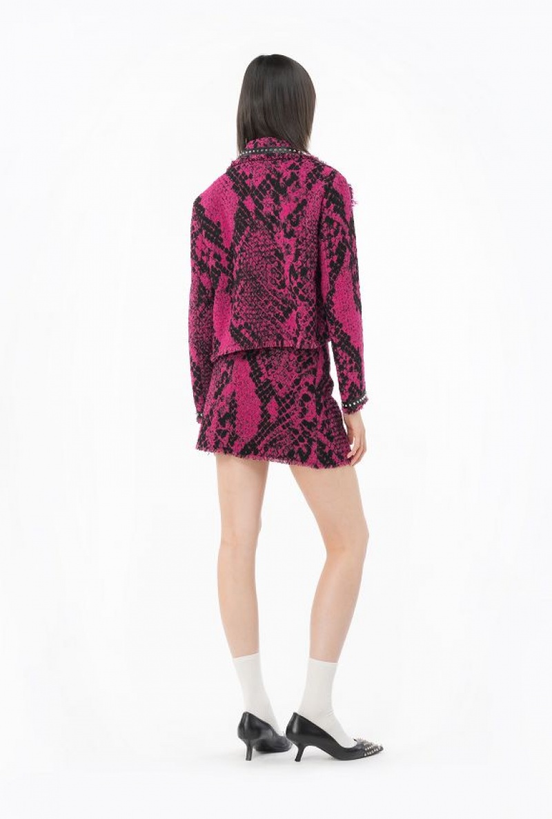 Pinko Jacquard Mini Skirt With Snake Motif FUCHSIA/BLACK | SN-PKO33954