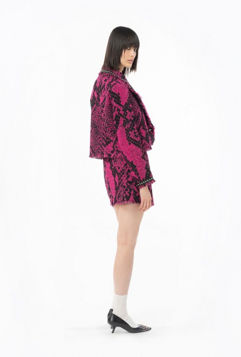 Pinko Jacquard Mini Skirt With Snake Motif FUCHSIA/BLACK | SN-PKO33954