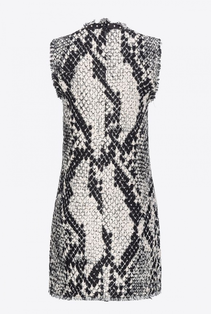 Pinko Jacquard Snake Mini Dress WHITE/BLACK | SN-PKO33103