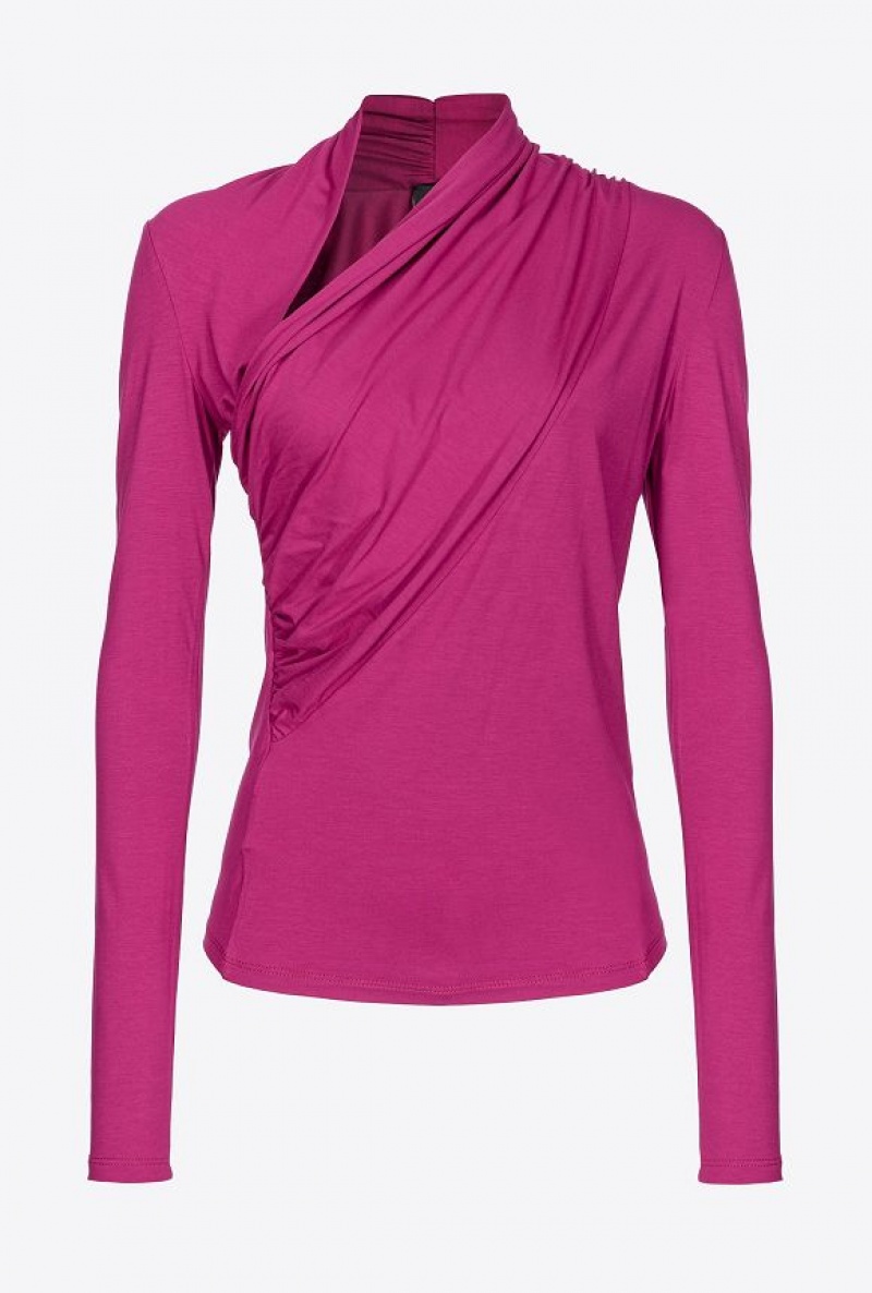 Pinko Jersey Sweater With Draping BOUGAINVILLEA PURPLE | SN-PKO33317