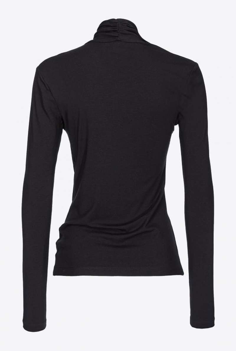 Pinko Jersey Sweater With Draping LIMO BLACK | SN-PKO33382