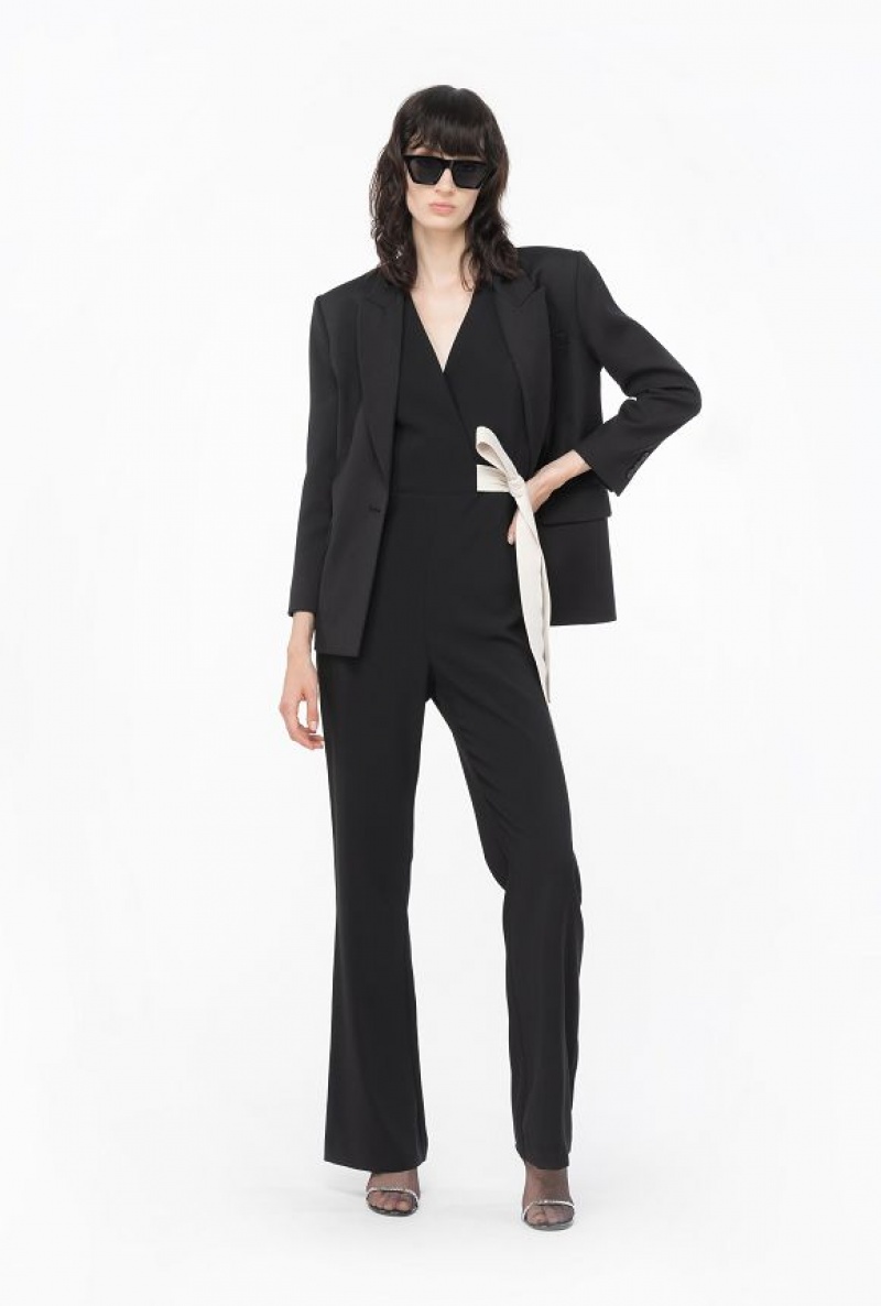 Pinko Jumpsuit With Contrasting Bow BLACK/ECRU | SN-PKO33967