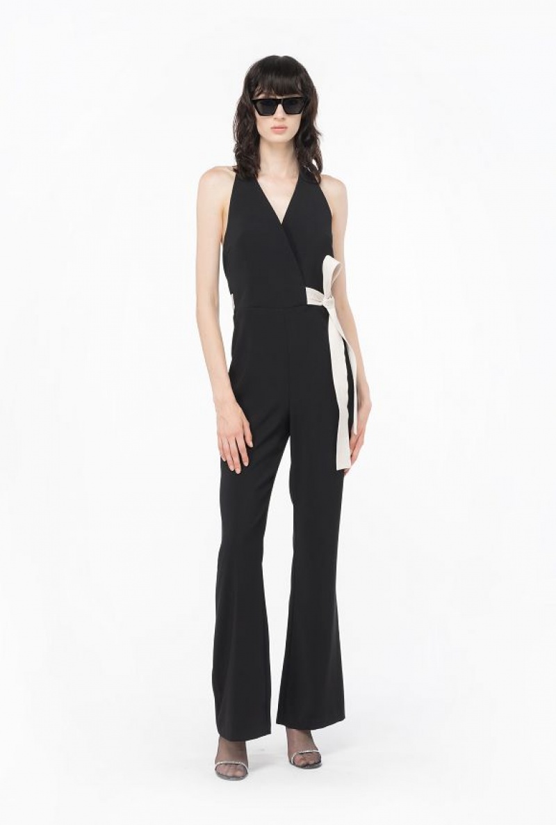 Pinko Jumpsuit With Contrasting Bow BLACK/ECRU | SN-PKO33051