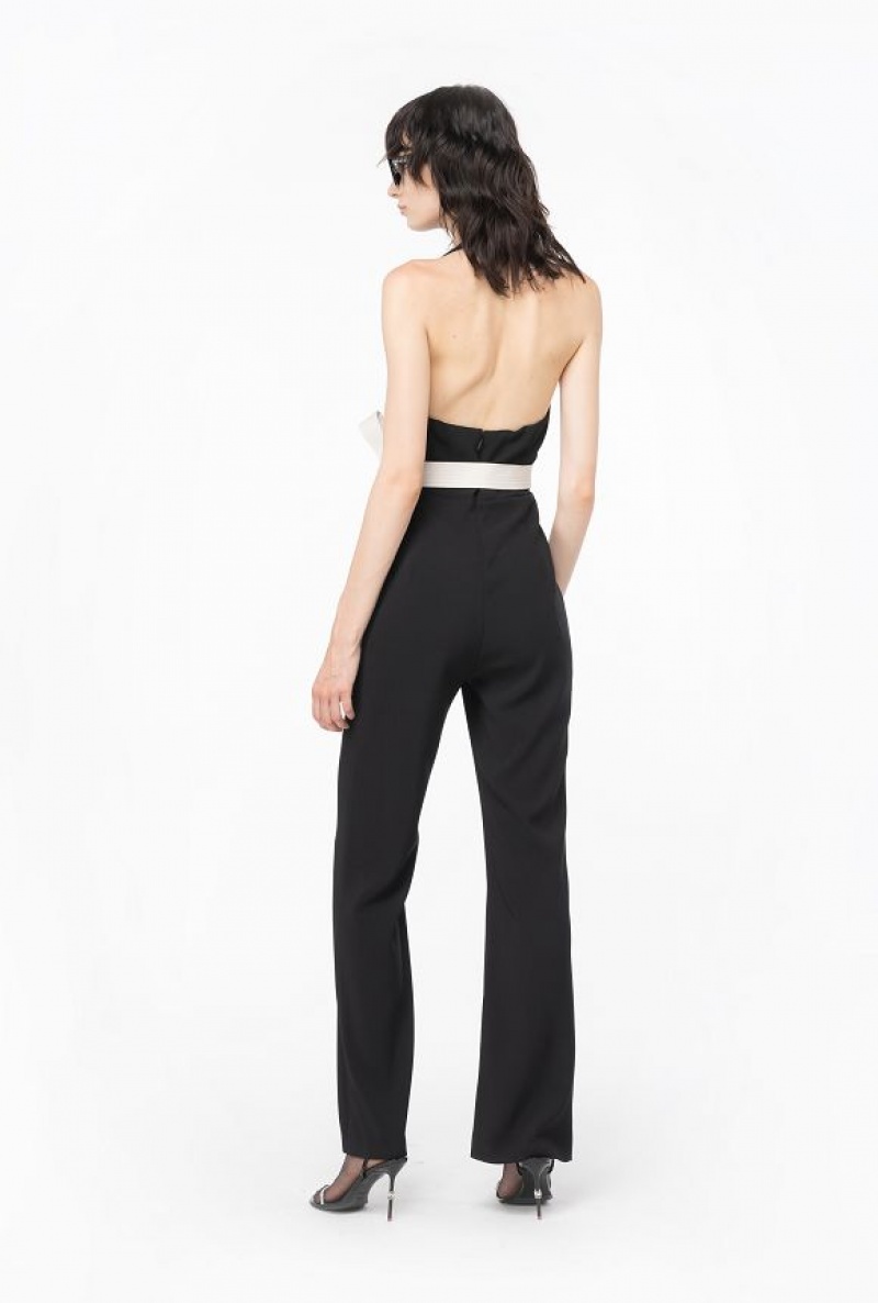 Pinko Jumpsuit With Contrasting Bow BLACK/ECRU | SN-PKO33051