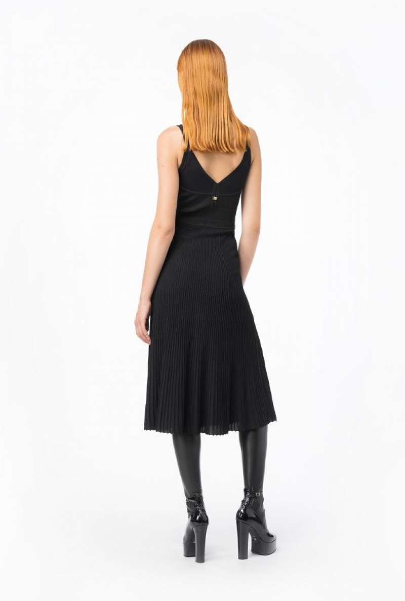 Pinko Knit Lurex Midi Dress LIMO BLACK | SN-PKO33039